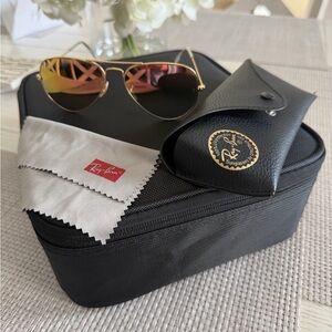 Ray-Ban Aviator Gold Frame Sunglasses with Gradient Pink Tone Lenses